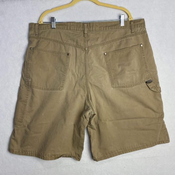 Vintage Cargo Levis SilverTab Khaki Shorts Pockets Flat Front Tan Mens Size 40 - Picture 1 of 6